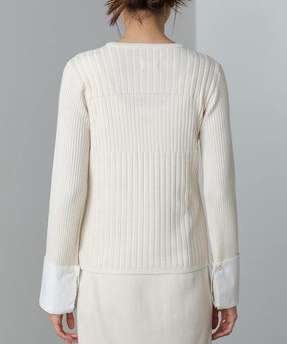 【2026SS】リブシャツ袖ニットカーディガン＋リブニットワンピース