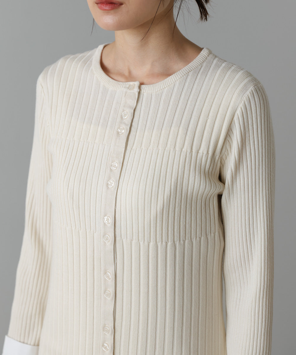 【2026SS】リブシャツ袖ニットカーディガン＋リブニットワンピース