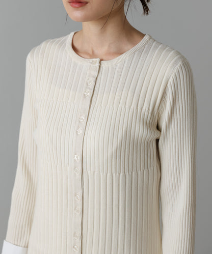 【2026SS】リブシャツ袖ニットカーディガン＋リブニットワンピース