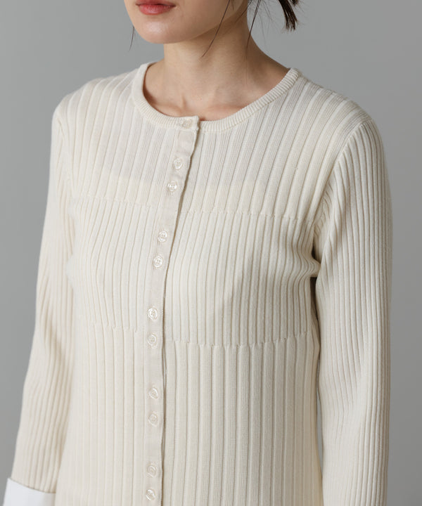 【2026SS】リブシャツ袖ニットカーディガン＋リブニットワンピース