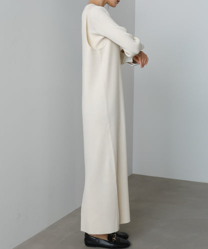 【2026SS】リブシャツ袖ニットカーディガン＋リブニットワンピース