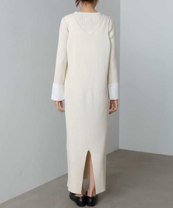 【2026SS】リブシャツ袖ニットカーディガン＋リブニットワンピース
