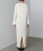 リブシャツ袖ニットカーディガン＋リブニットワンピース