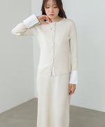 【2026SS】リブシャツ袖ニットカーディガン＋リブニットワンピース