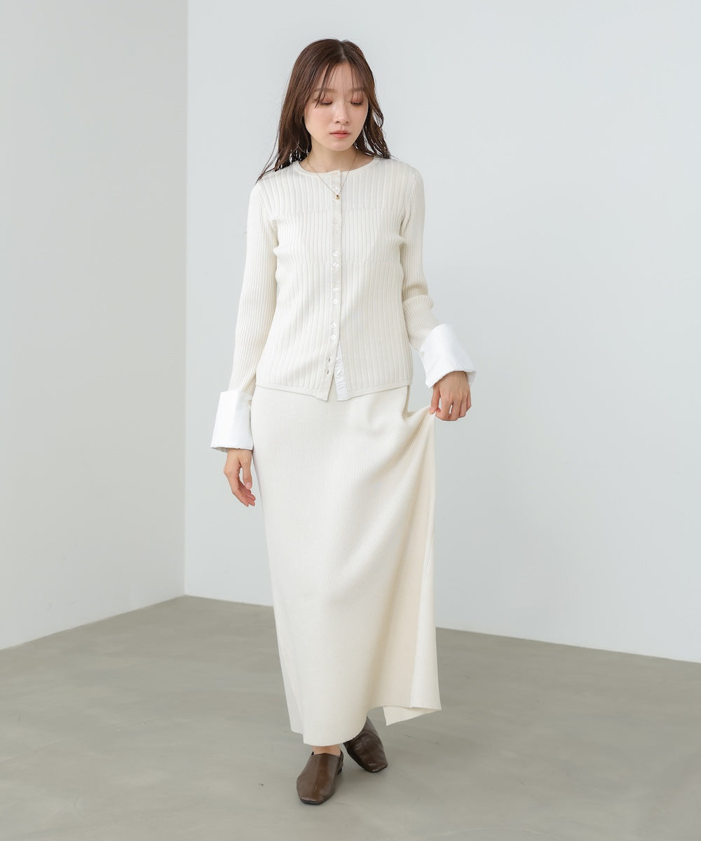 【2026SS】リブシャツ袖ニットカーディガン＋リブニットワンピース