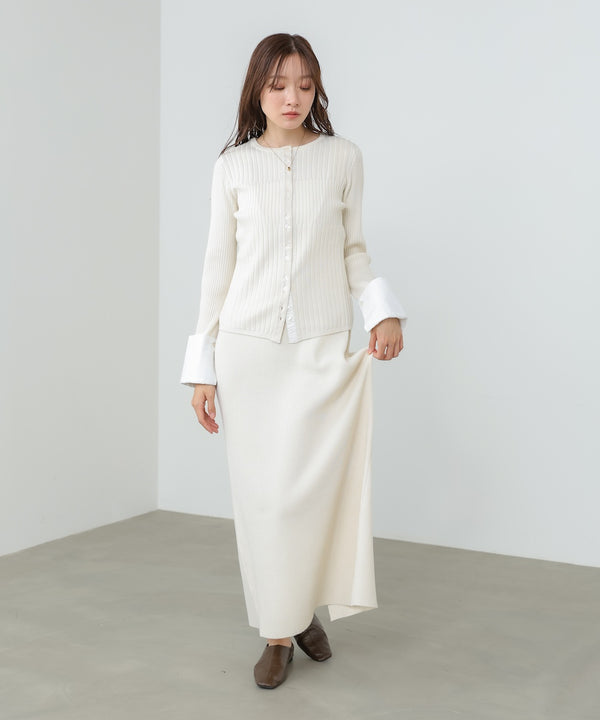 【2026SS】リブシャツ袖ニットカーディガン＋リブニットワンピース