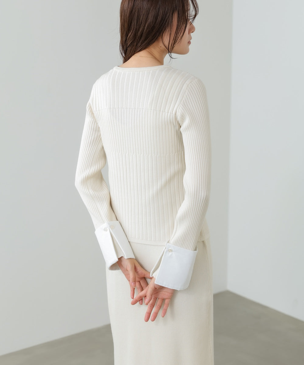 【2026SS】リブシャツ袖ニットカーディガン＋リブニットワンピース