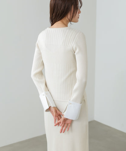 【2026SS】リブシャツ袖ニットカーディガン＋リブニットワンピース