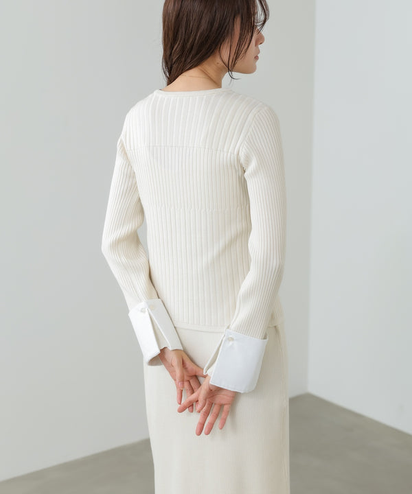 【2026SS】リブシャツ袖ニットカーディガン＋リブニットワンピース