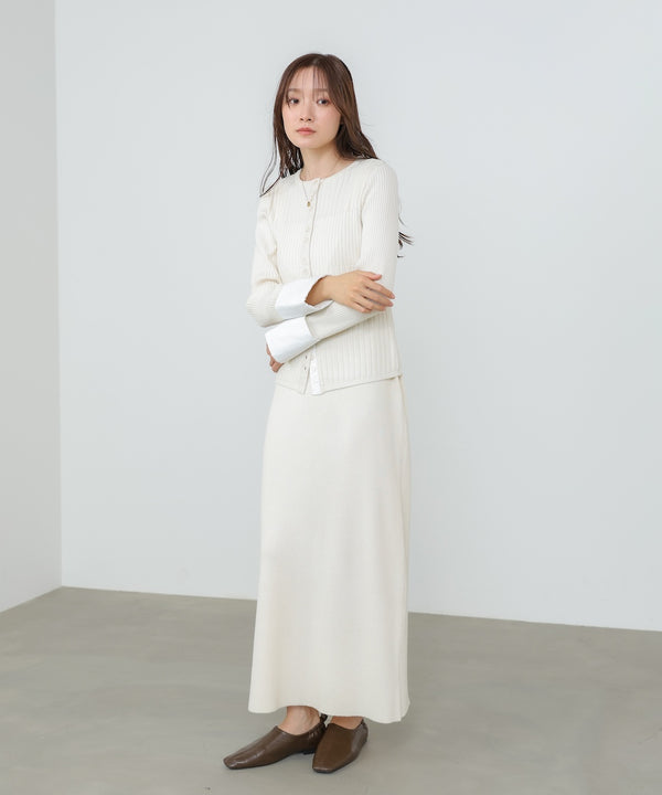 【2026SS】リブシャツ袖ニットカーディガン＋リブニットワンピース