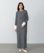 リブシャツ袖ニットカーディガン＋リブニットワンピース