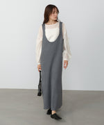 リブシャツ袖ニットカーディガン＋リブニットワンピース