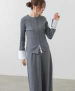 【2026SS】リブシャツ袖ニットカーディガン＋リブニットワンピース