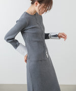 【2026SS】リブシャツ袖ニットカーディガン＋リブニットワンピース