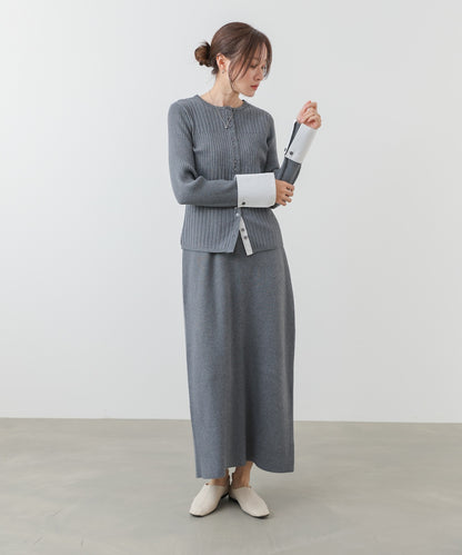 【2026SS】リブシャツ袖ニットカーディガン＋リブニットワンピース
