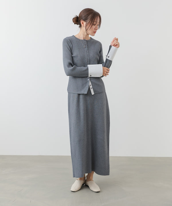 【2026SS】リブシャツ袖ニットカーディガン＋リブニットワンピース