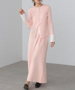 リブシャツ袖ニットカーディガン＋リブニットワンピース