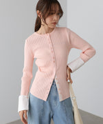 リブシャツ袖ニットカーディガン＋リブニットワンピース