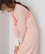 リブシャツ袖ニットカーディガン＋リブニットワンピース