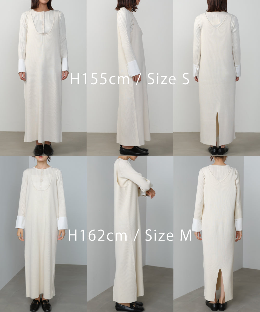 【2026SS】リブシャツ袖ニットカーディガン＋リブニットワンピース