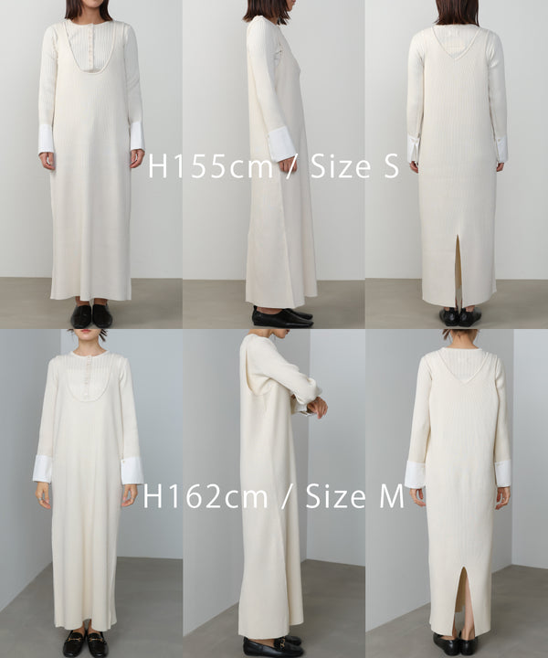 【2026SS】リブシャツ袖ニットカーディガン＋リブニットワンピース