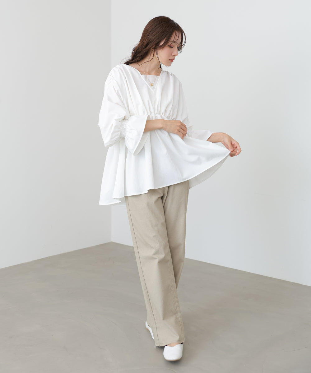 キャンディースリーブギャザーブラウス