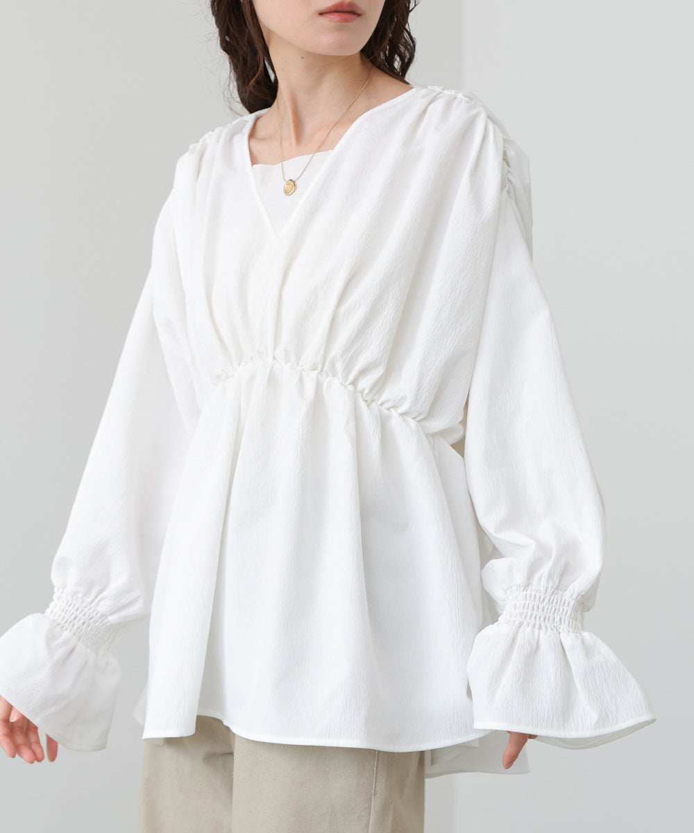 キャンディースリーブギャザーブラウス