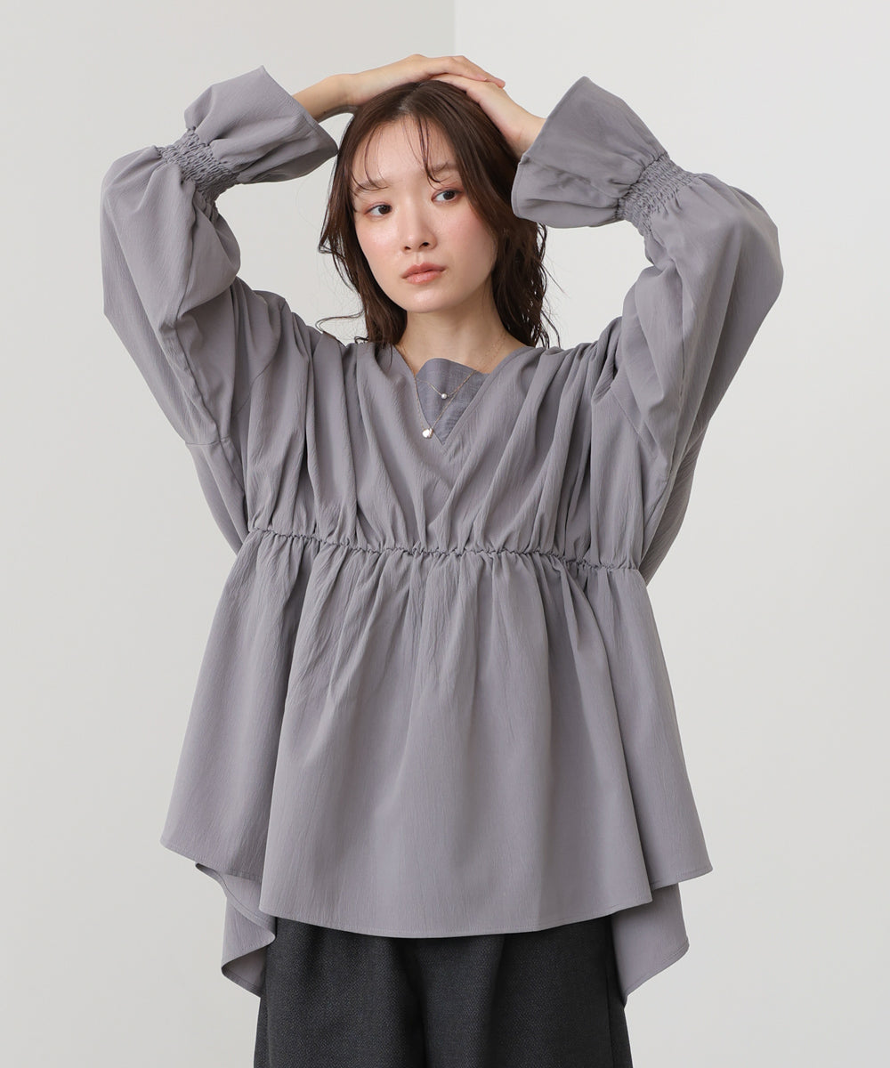 キャンディースリーブギャザーブラウス