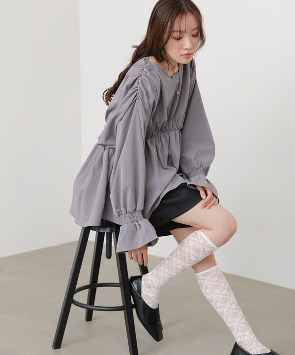 キャンディースリーブギャザーブラウス