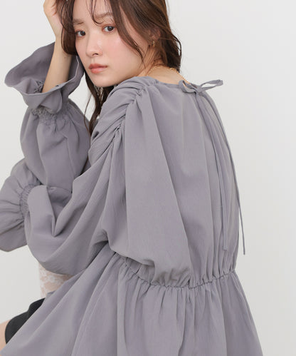 キャンディースリーブギャザーブラウス