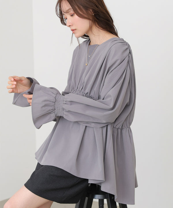 キャンディースリーブギャザーブラウス