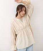 キャンディースリーブギャザーブラウス