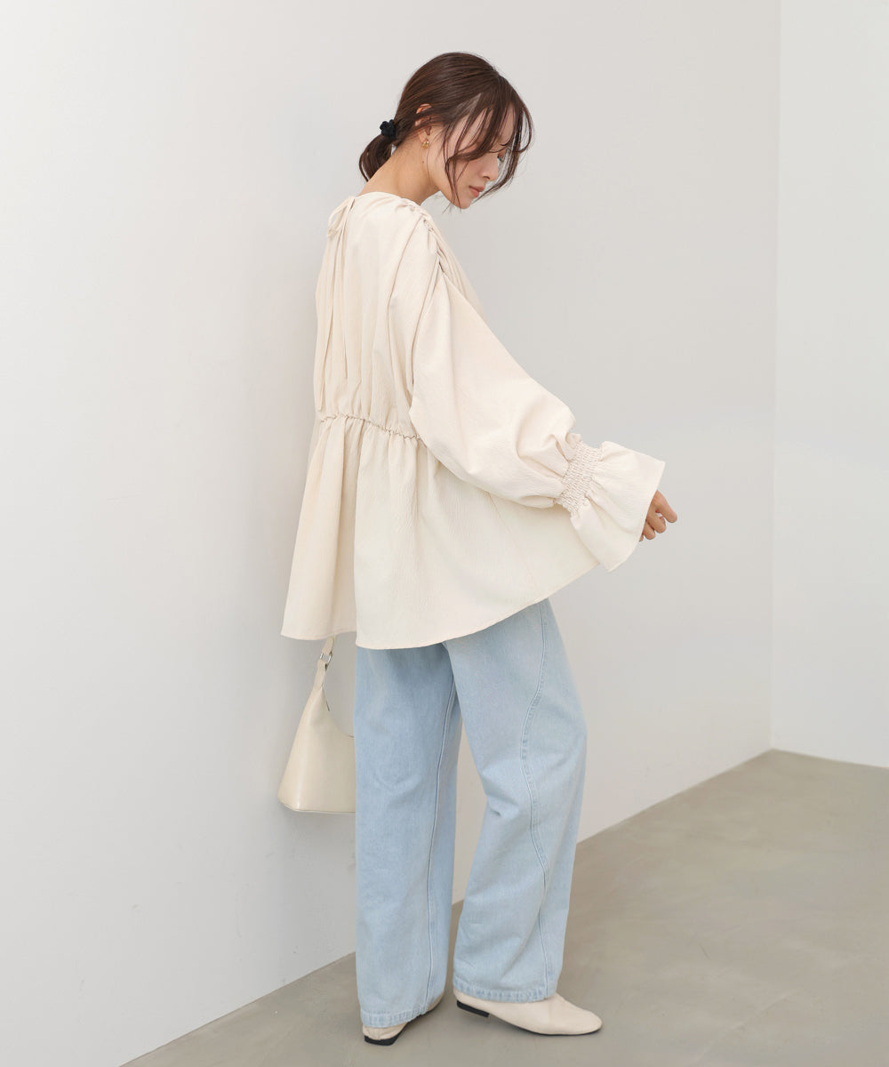 キャンディースリーブギャザーブラウス