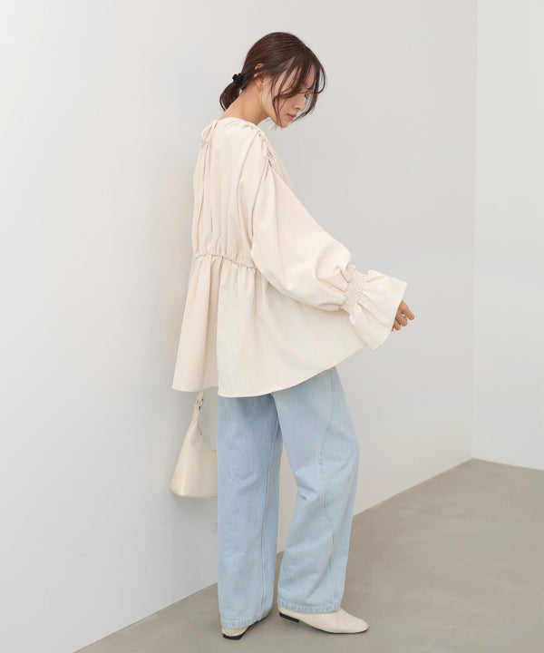 キャンディースリーブギャザーブラウス
