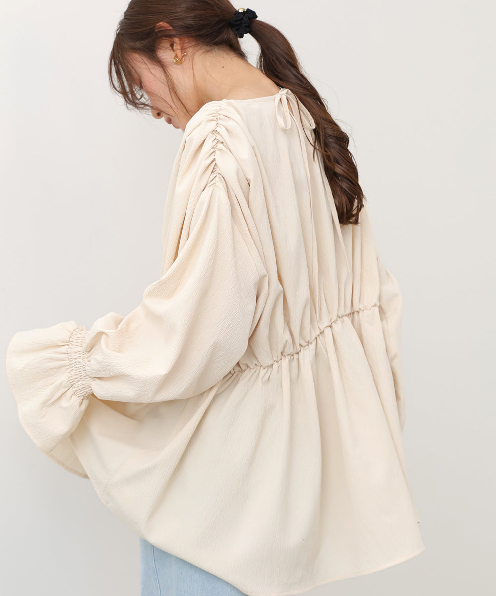 キャンディースリーブギャザーブラウス