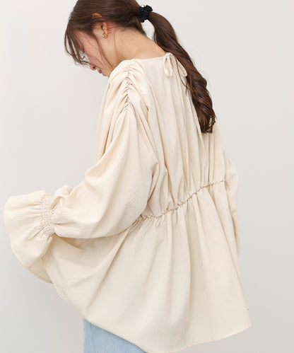 キャンディースリーブギャザーブラウス