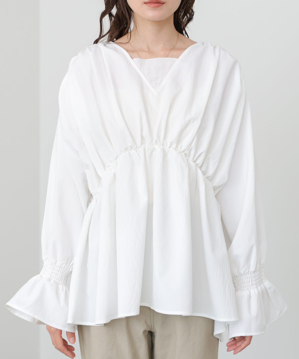 キャンディースリーブギャザーブラウス
