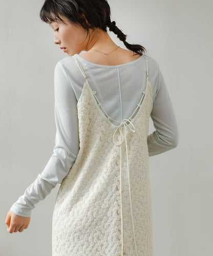 刺繍フラワーキャミワンピース