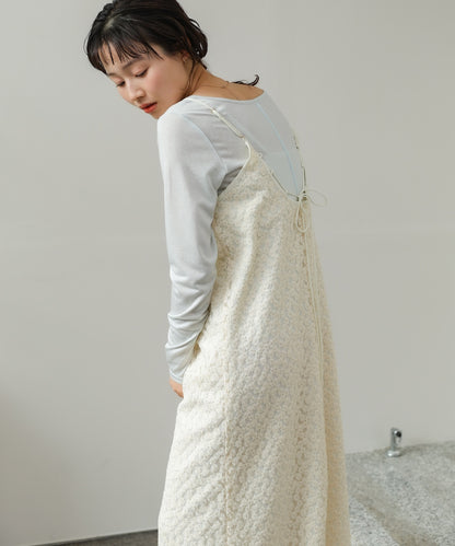 刺繍フラワーキャミワンピース