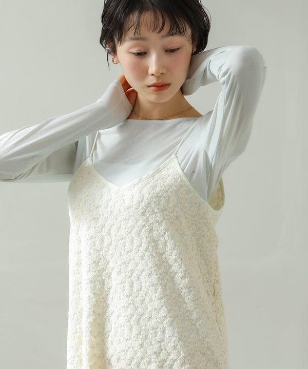刺繍フラワーキャミワンピース