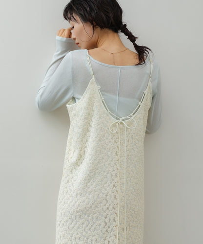 刺繍フラワーキャミワンピース