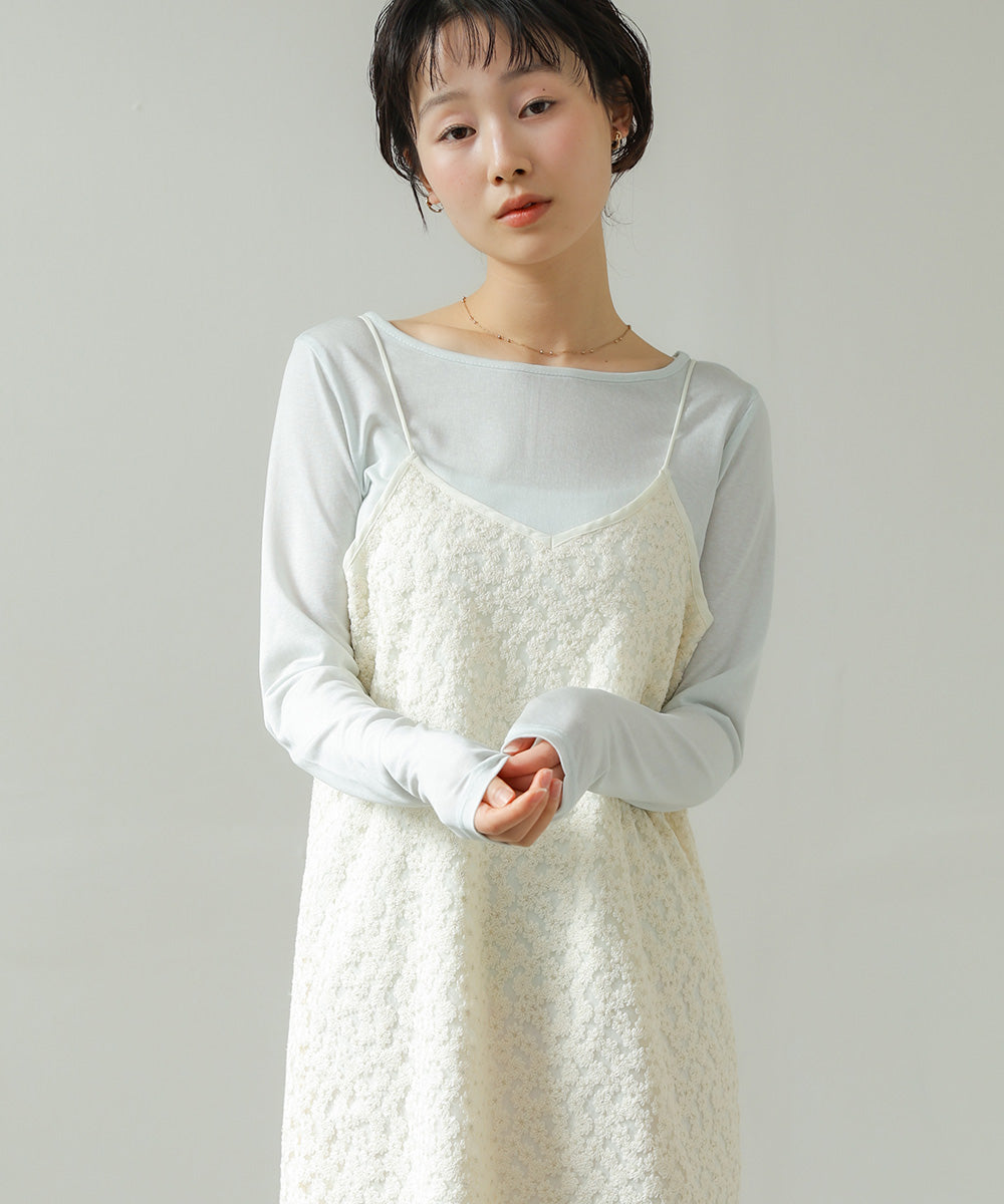 刺繍フラワーキャミワンピース