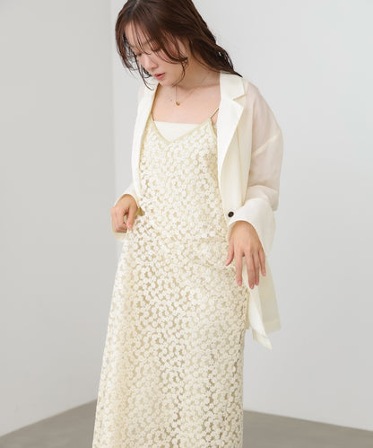 刺繍フラワーキャミワンピース