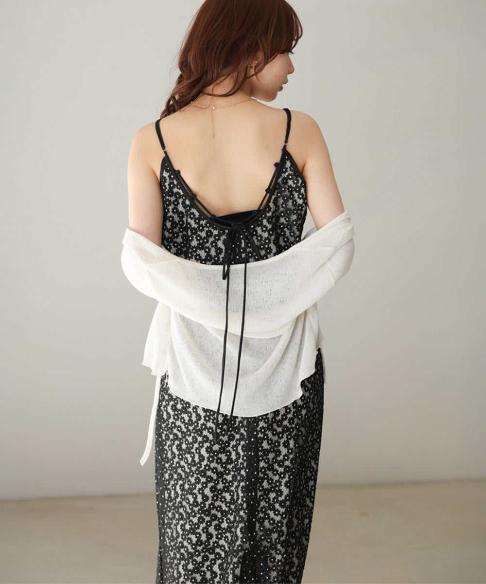 刺繍フラワーキャミワンピース