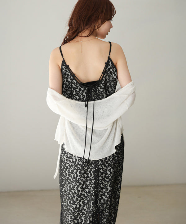 刺繍フラワーキャミワンピース