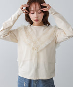 前後2WAYフリルチュールベスト＋ベーシックカットソー