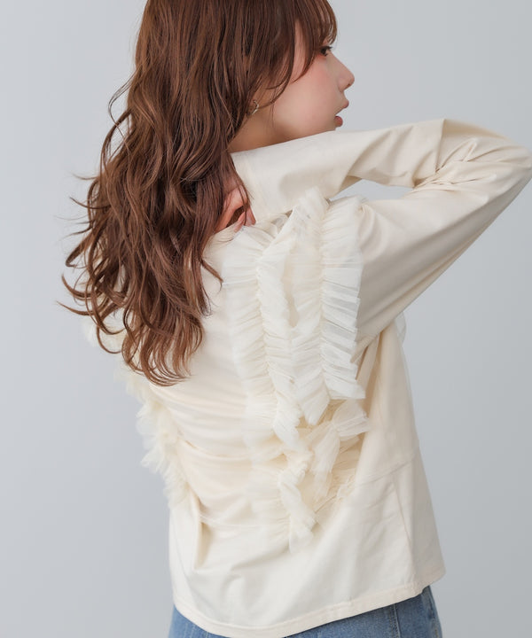 前後2WAYフリルチュールベスト＋ベーシックカットソー