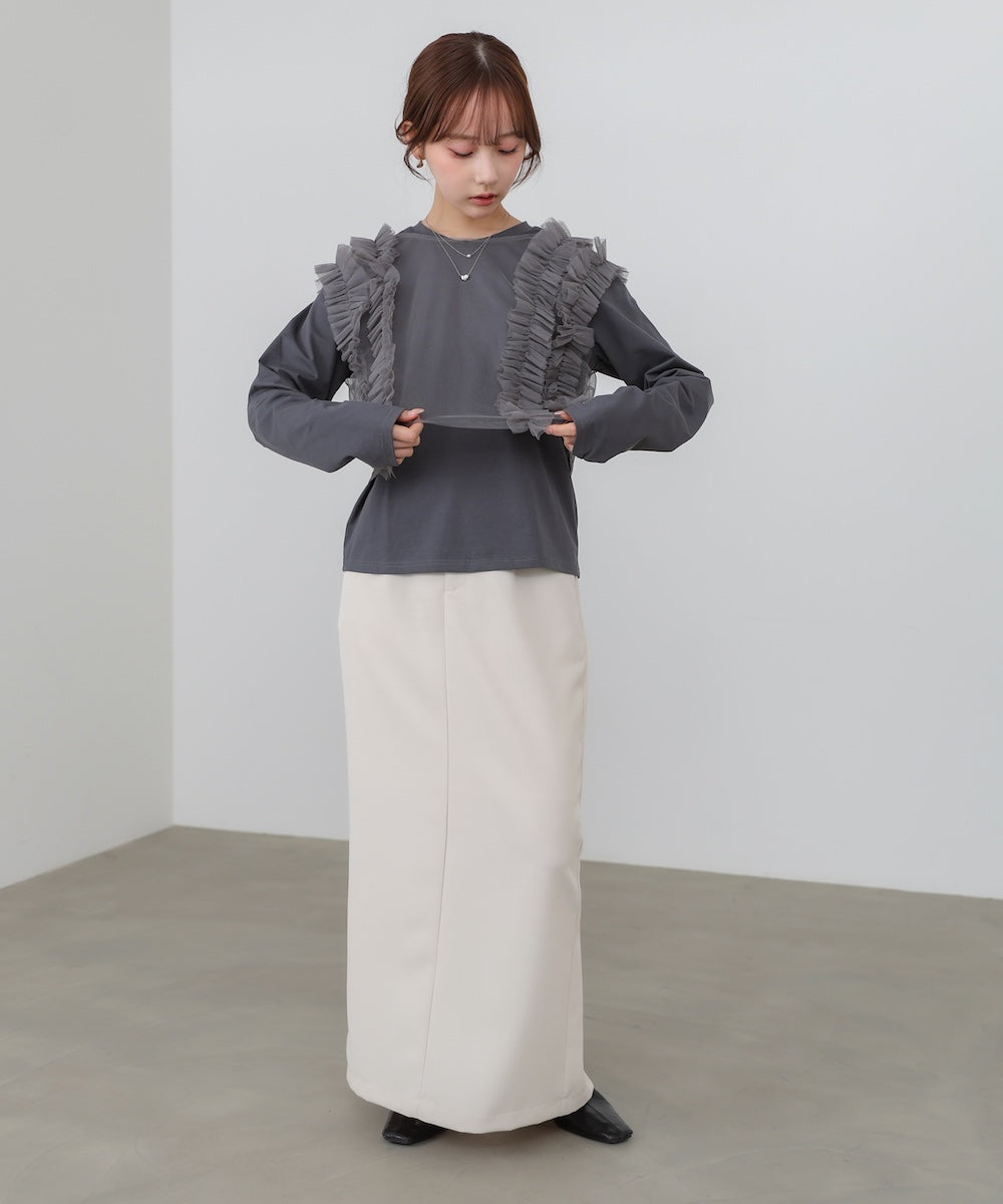 前後2WAYフリルチュールベスト＋ベーシックカットソー