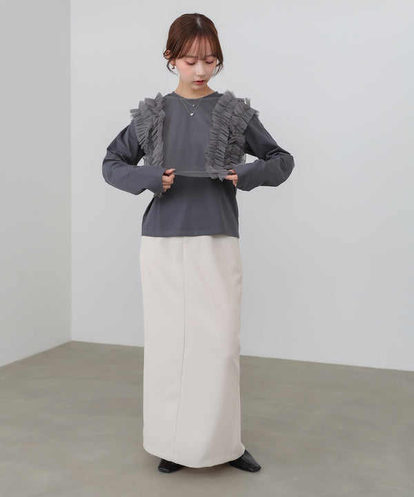 前後2WAYフリルチュールベスト＋ベーシックカットソー