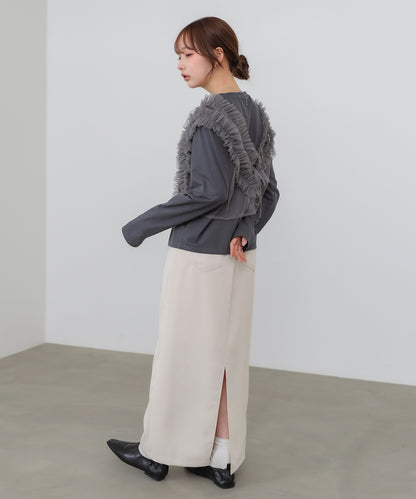 前後2WAYフリルチュールベスト＋ベーシックカットソー